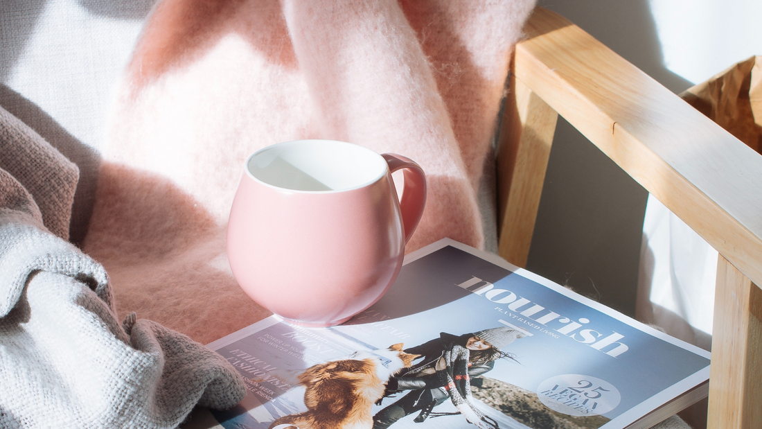 Pink Mug and Magazine