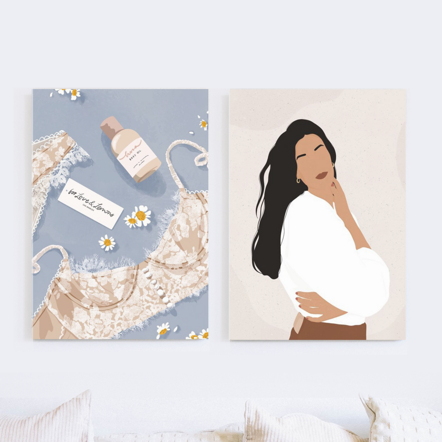 paint by numbers bundle girl with long hair on white canvas lingerie blue background